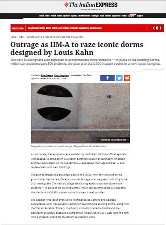 Outrage as IIM-A to raze iconic dorms designed by Louis Kahn